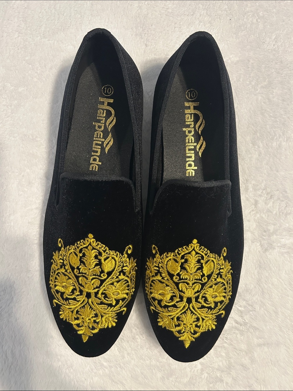 Men Velvet Loafers Black Dress Wedding Shoes Embroidery Tuxedo Slippers. - Picture 6 of 8